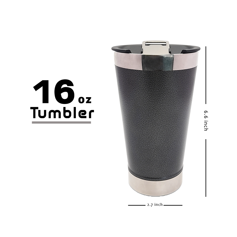 Fire Island Lighthouse Bridge 16 oz Double Walled Stainless Steel Beer Pint with Bottle Opener Built in Blue