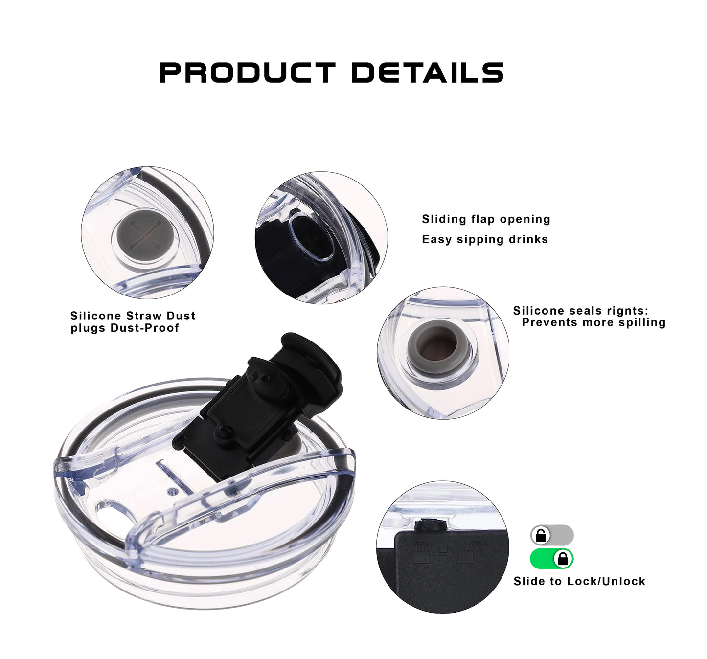 40 oz Tumbler Replacement Lids Clear Plastic Splash Resistant compatible with Stanley Adventure Quencher Travel Tumbler