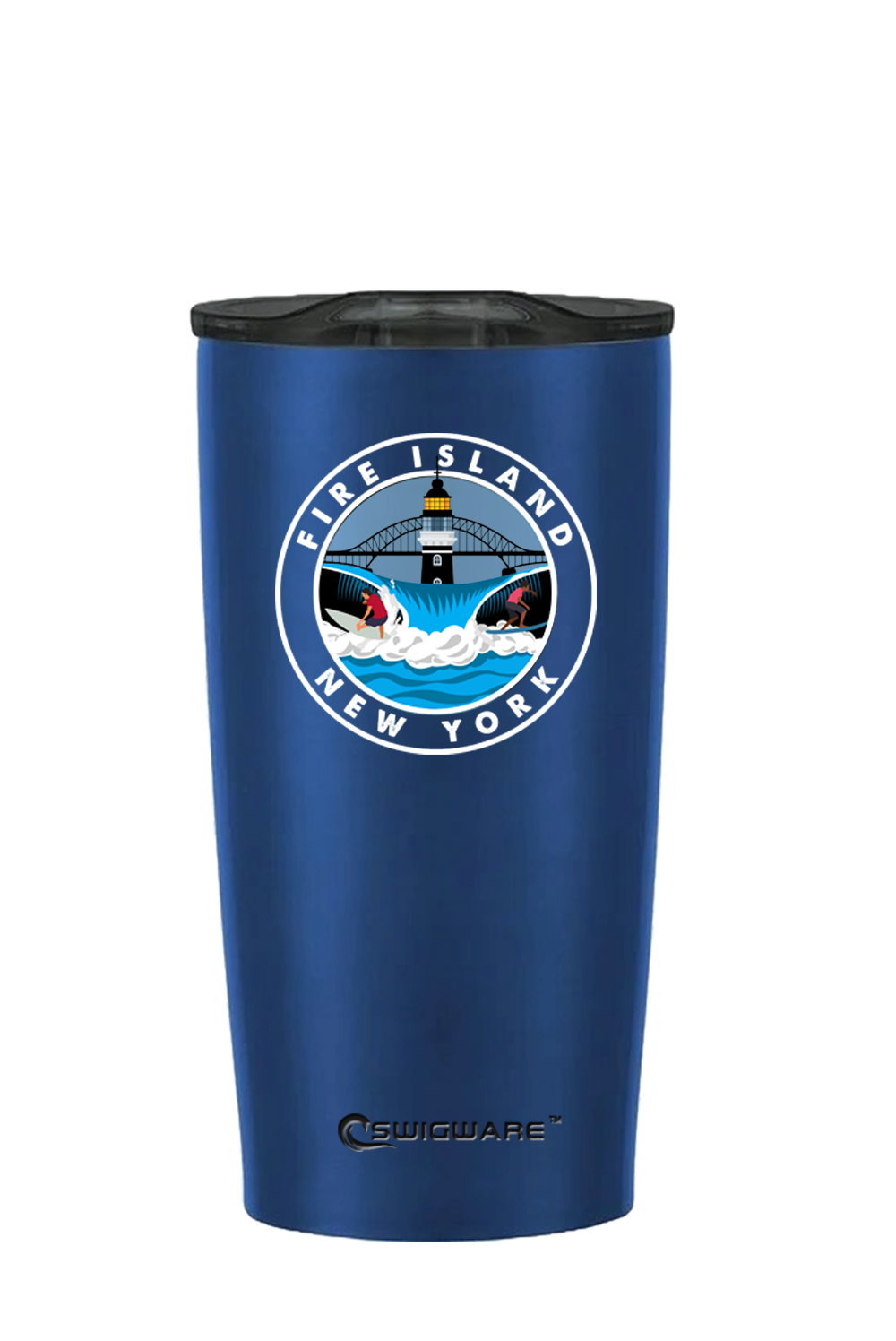 Fire Island NY Stainless Steel Tumbler White Blue & Black 20 oz Vacuum Insulated Hot Cold