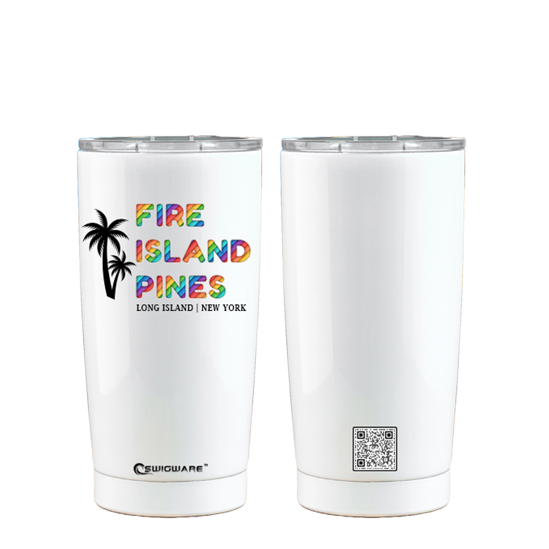 Fire Island Pines White 20 oz Stainless Steel Tumbler