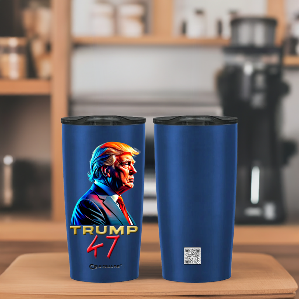 President Trump 47th President Side View 20 oz Stainless Steel Tumbler