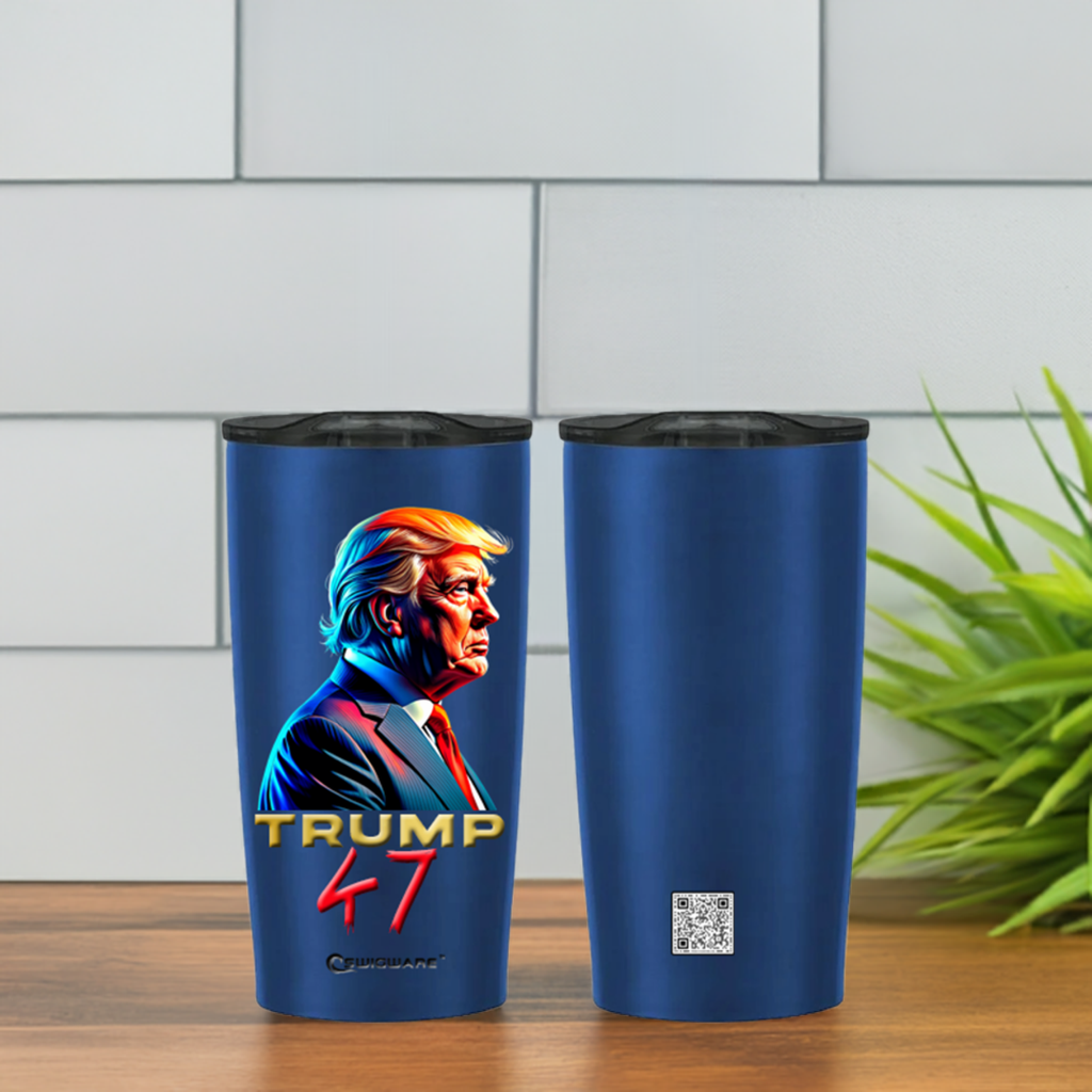 President Trump 47th President Side View 20 oz Stainless Steel Tumbler