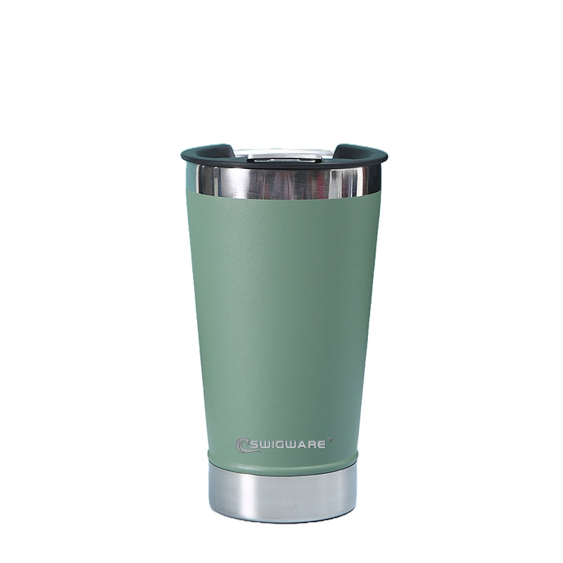 16 oz Double Walled Stainless Steel Beer Pint with Bottle Opener Built in