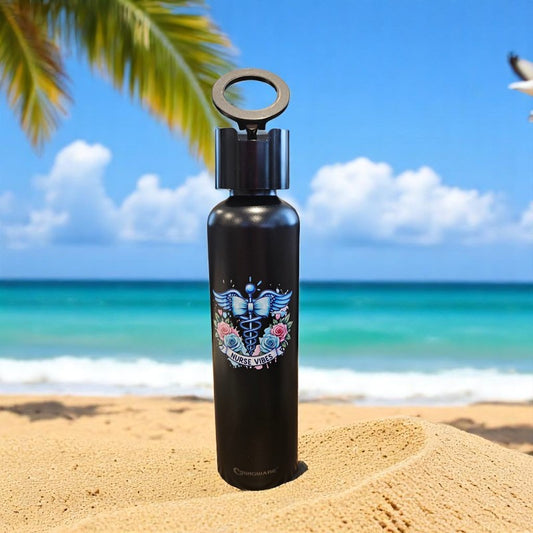 Nurse Vibes 2024 24oz 750ml Multifunction Portable Water Bottle Magnet Top Magnetic Lid Water Bottle Phone Holder