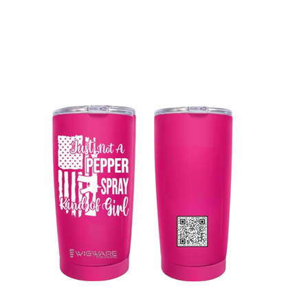 Just Not a Pepper Spray Kind of Girl The Second Amendment 20 oz Tumbler  Pink Stainless Steel