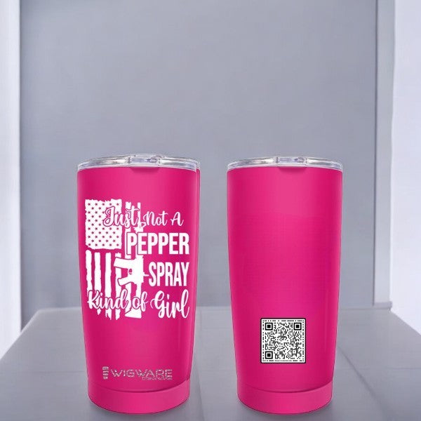 Just Not a Pepper Spray Kind of Girl The Second Amendment 20 oz Tumbler Pink Stainless Steel