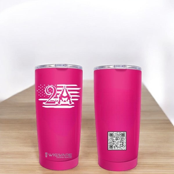 The Second Amendment Right to Bear Arms 20 oz Tumbler  Pink Stainless Steel