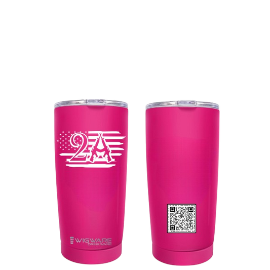 The Second Amendment Right to Bear Arms 20 oz Tumbler  Pink Stainless Steel