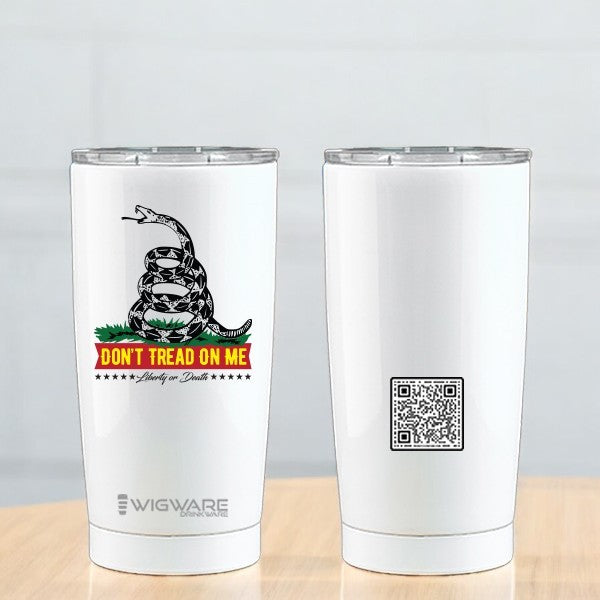 Don't Tread on Me 20 oz Stainless Steel Tumbler White