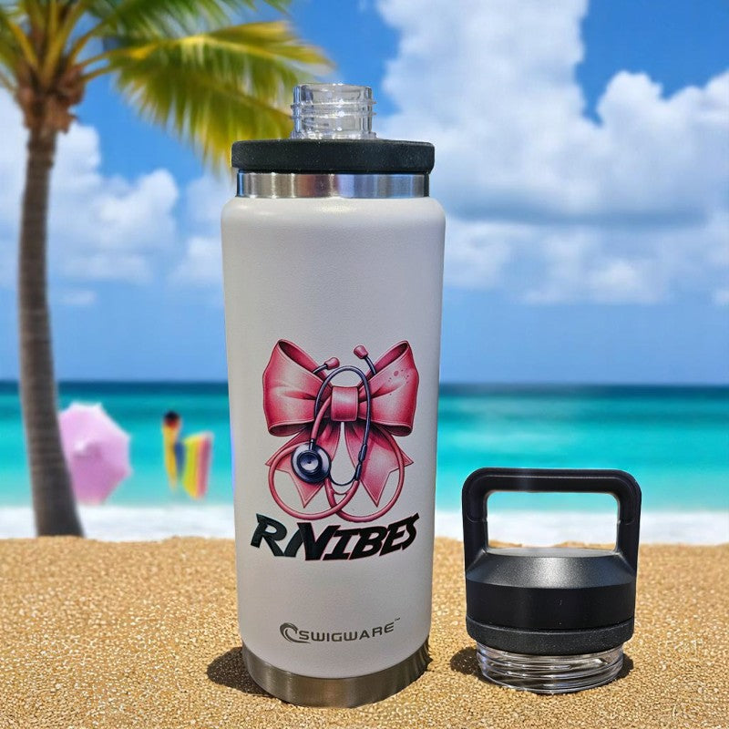 RN Vibes Nursing Healthcare Edition Thermos Rugged Vacuum Bottle Hot Drink Cold Drink Coffee Tea Soup Smoothies Sports Drinks