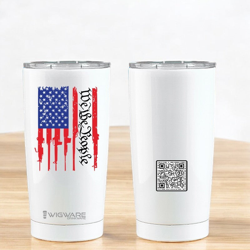 Patriotic We the People Flag with Guns 20 oz Stainless Steel Tumbler