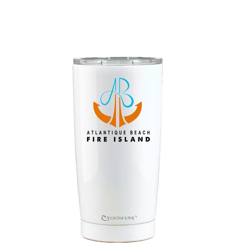 Atlantique Beach Fire Island  Blue Anchor 20 oz Stainless Steel Tumbler White