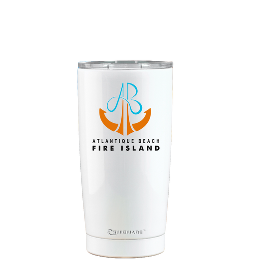 Atlantique Beach Fire Island  Blue Anchor 20 oz Stainless Steel Tumbler White