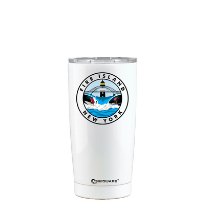 Fire Island NY Stainless Steel Tumbler White 20 oz Surfing