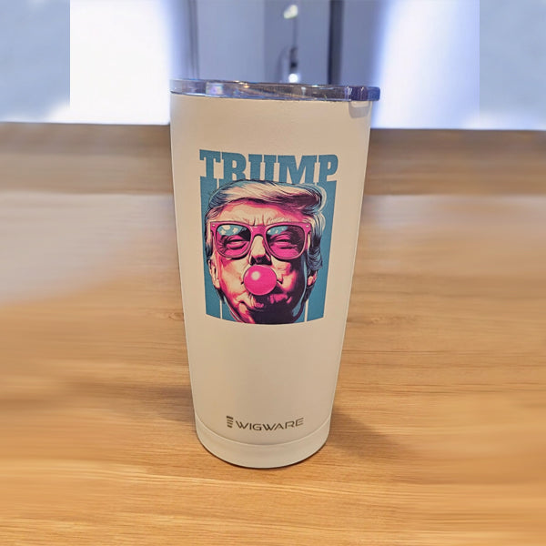 President Trump Blowing Bubble Gum White 20 oz Tumbler