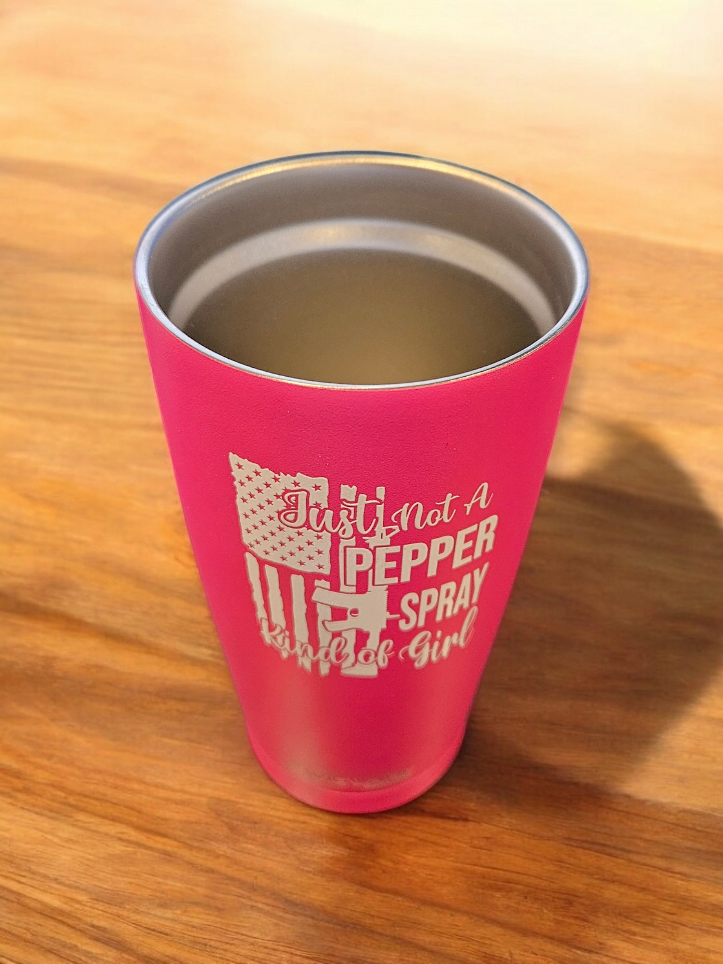 Just Not a Pepper Spray Kind of Girl The Second Amendment 20 oz Tumbler Pink Stainless Steel