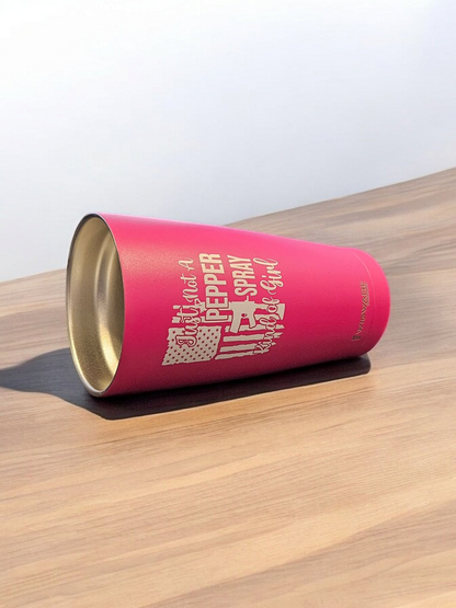 Just Not a Pepper Spray Kind of Girl The Second Amendment 20 oz Tumbler Pink Stainless Steel