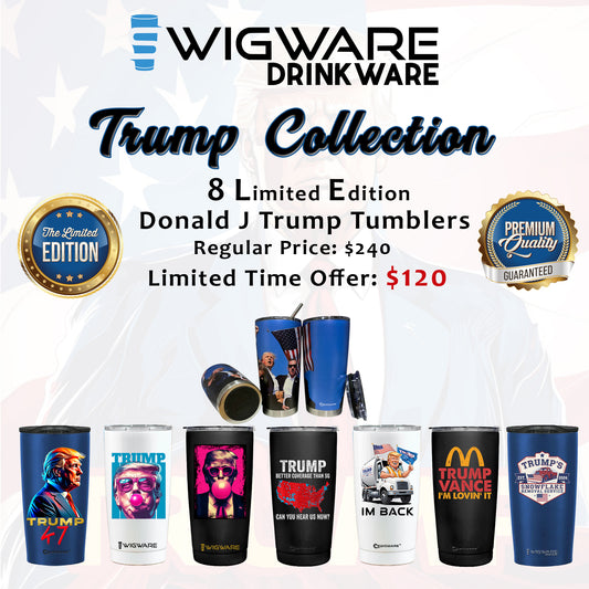 Donald Trump Entire Collection 47the President 20 oz Stainless Steel Tumblers Includes 8 Tumblers