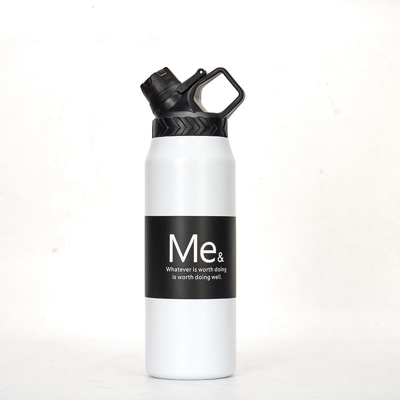 950 ml Large Capacity Stainless Steel Vacuum Cup, Portable Handle, Sports Water Bottle