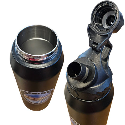 Fire Island NY 950 ml Large Capacity Stainless Steel Vacuum Cup, Portable Handle, Sports Water Bottle Black