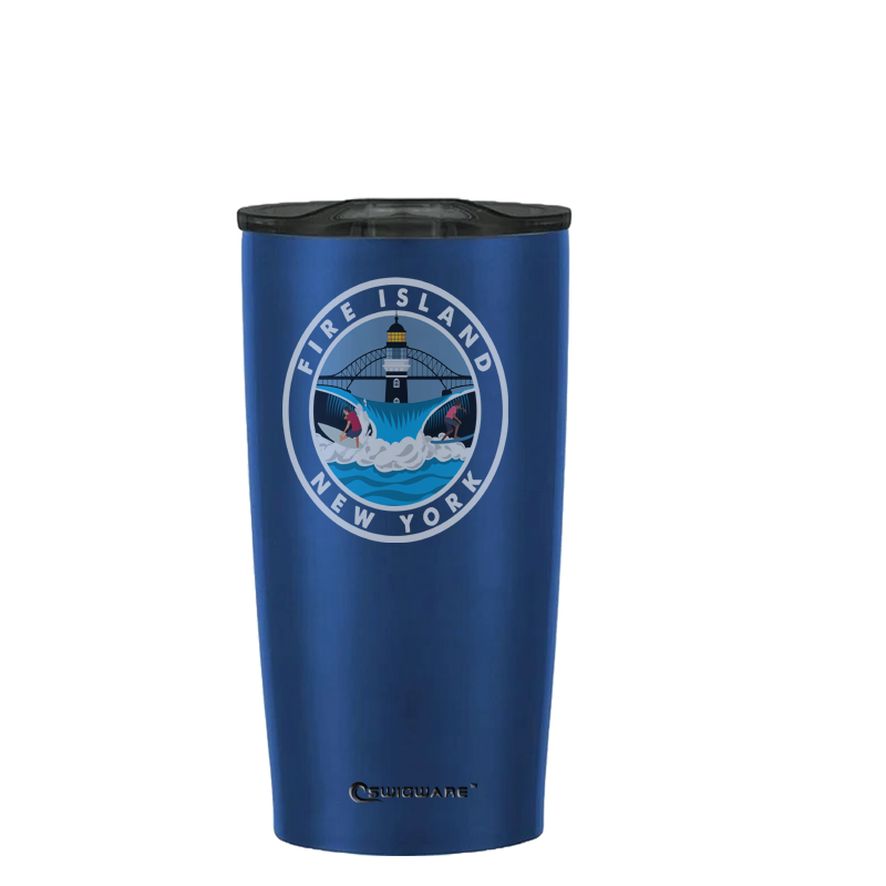 Fire Island NY Stainless Steel Tumbler Blue 20 oz Surfing
