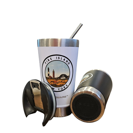 Fire Island Lighthouse Bridge 16 oz Double Walled Stainless Steel Beer Pint with Bottle Opener Built in (Copy)