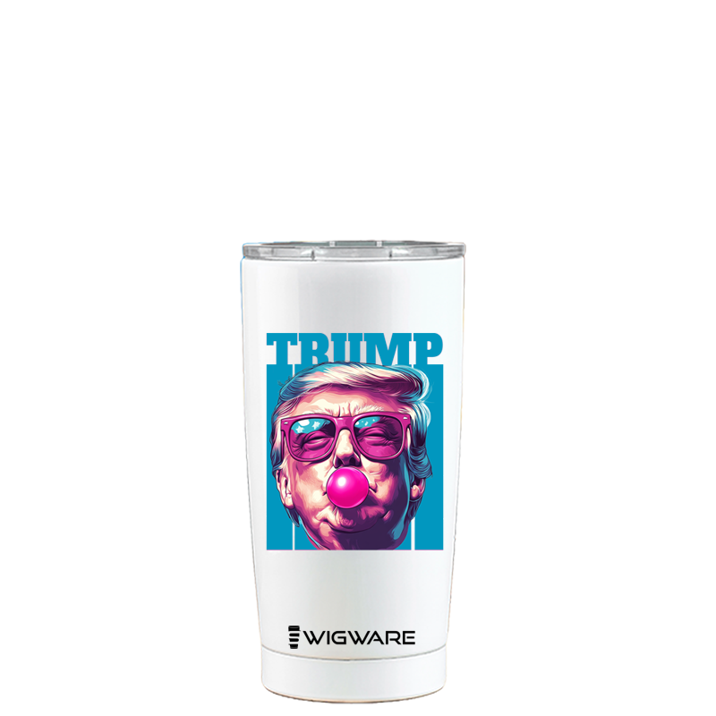 President Trump Blowing Bubble Gum White 20 oz Tumbler