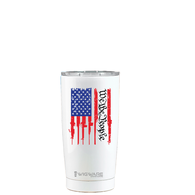 Patriotic We the People Flag with Guns 20 oz Stainless Steel Tumbler